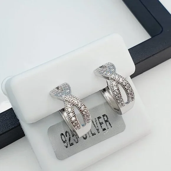 925 Sterling Silver Cubic Zirconia Earrings, UU1P6A6149